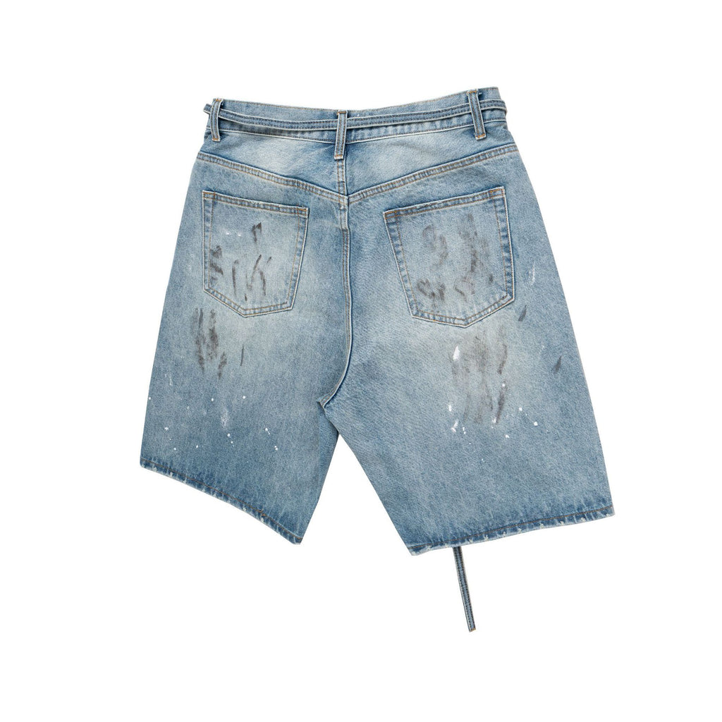 Befleckte Denim kurze Hose