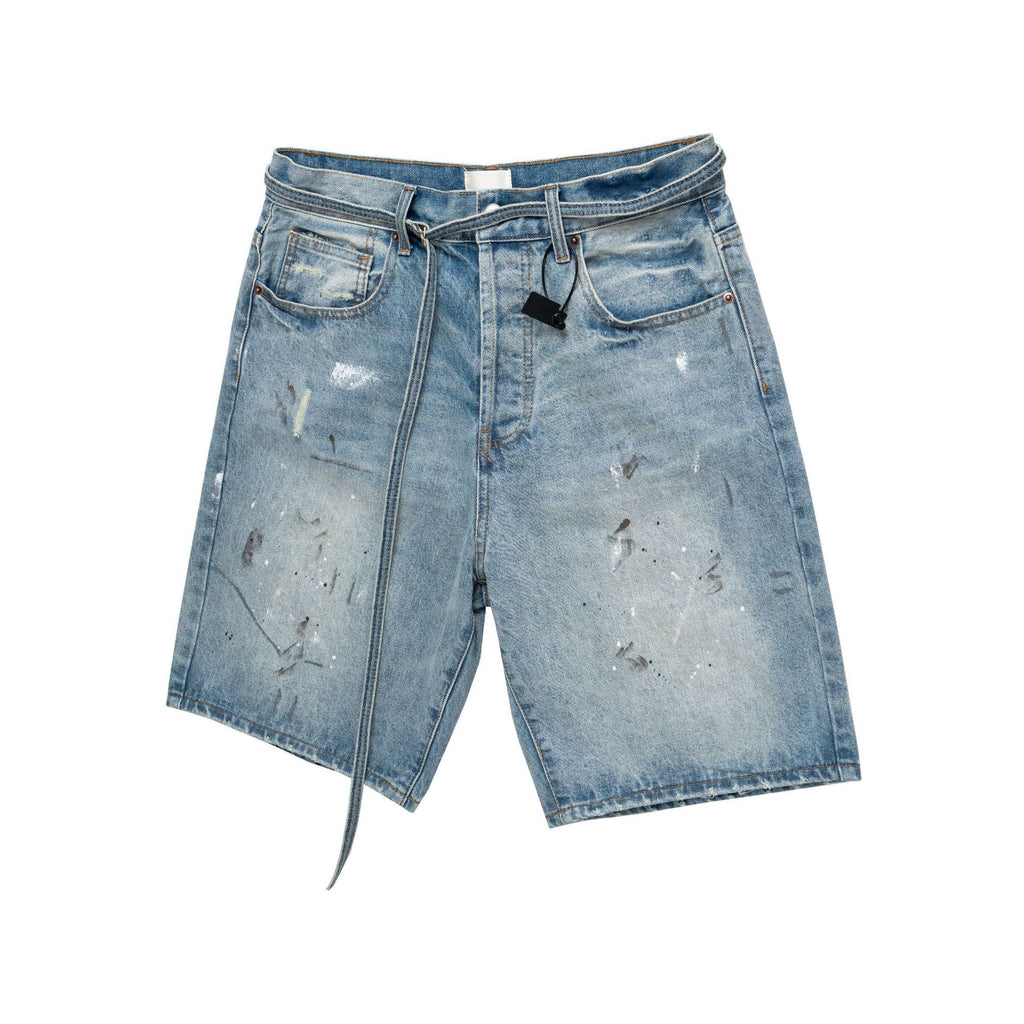 Befleckte Denim kurze Hose