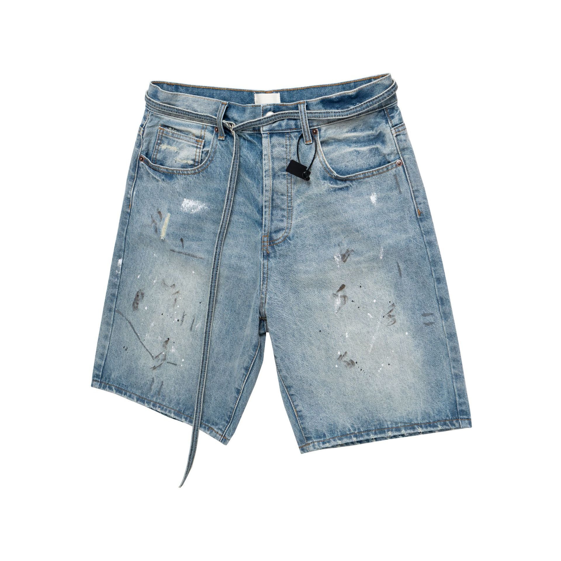Befleckte Denim kurze Hose