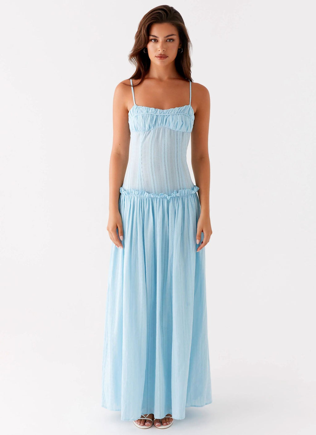Langes Rüschenmuster Sommer Kleid