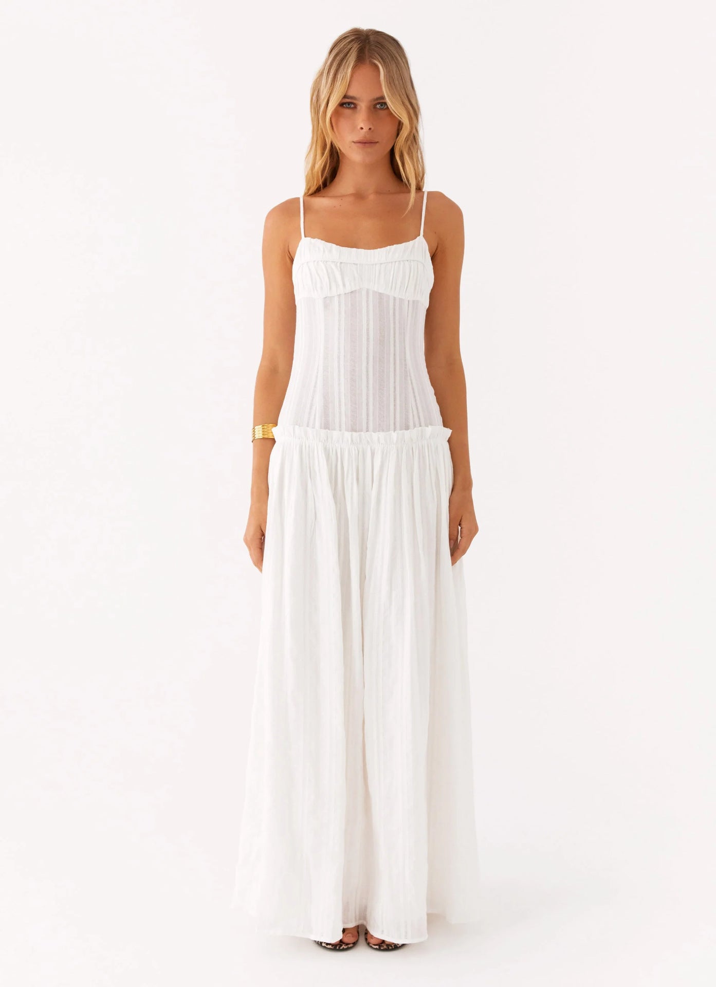 Langes Rüschenmuster Sommer Kleid