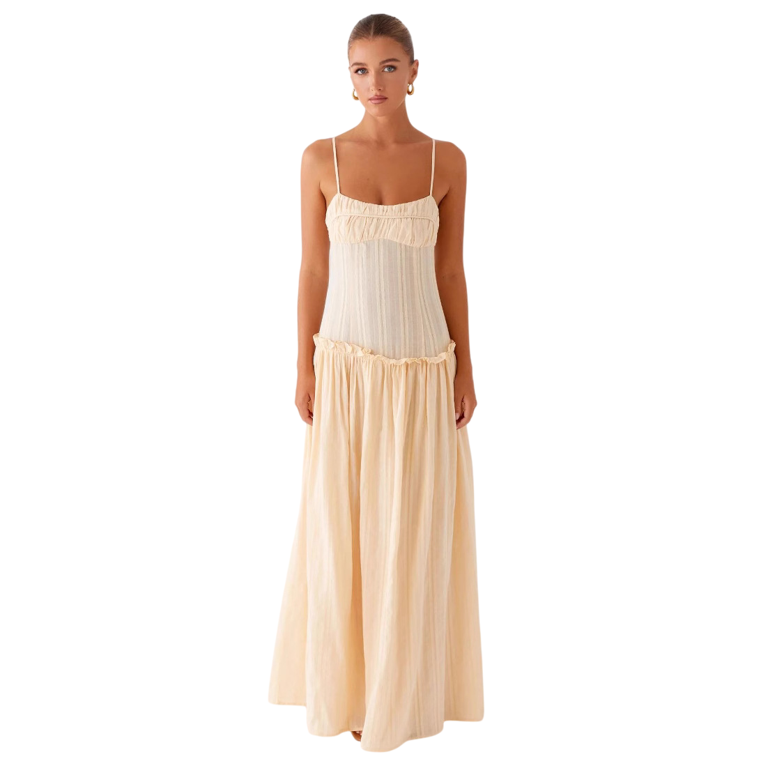 Langes Rüschenmuster Sommer Kleid